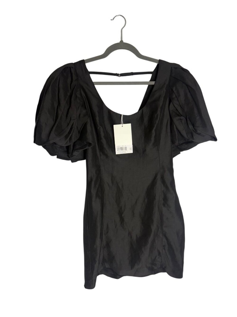 NWT Frame Puff Sleeve U-Neck Mini Dress Black Noir-sz Medium - Picture 7 of 12